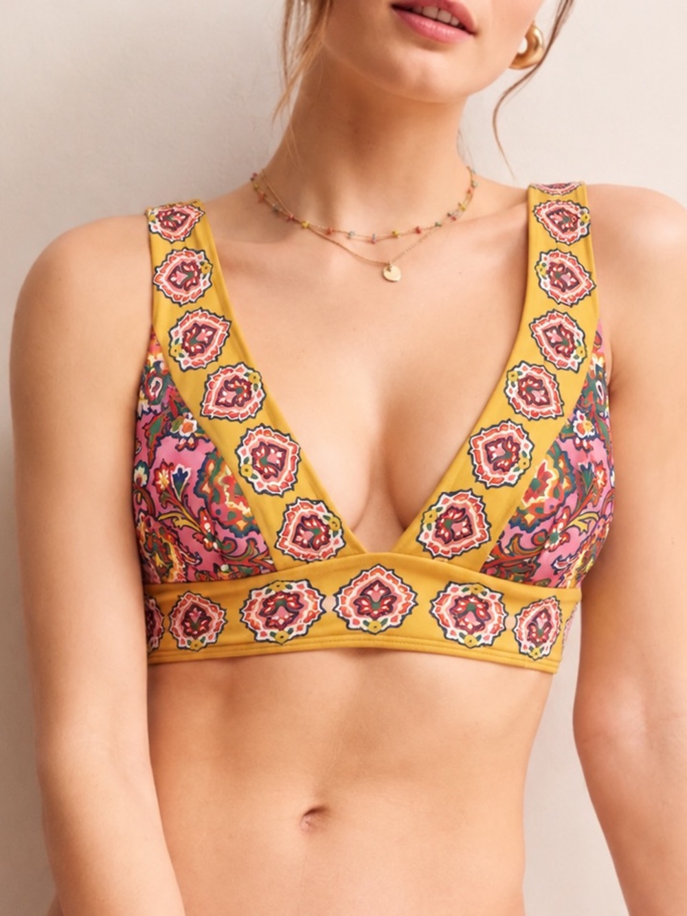 Boden Porto Floral Medallion Bikini Top Womens Size 6